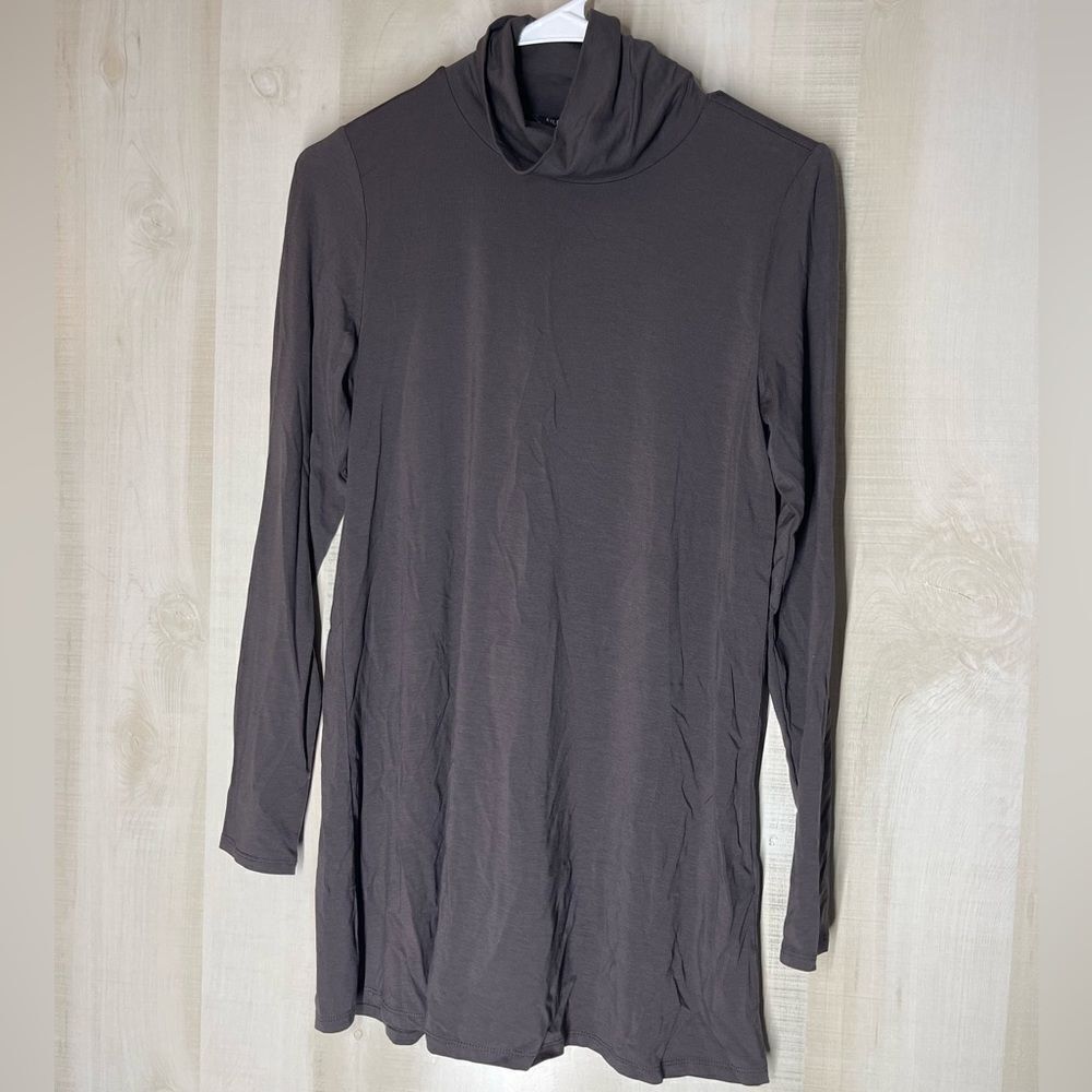 Eileen‎ Fisher NWT brown scrunch neck tunic long sleeve, size XXS